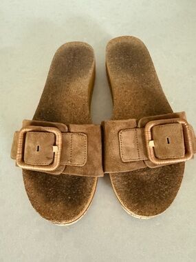 Verónica Beard Suede Slide Sandals with Buckle
